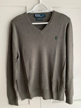 Polo by Ralph Lauren 100% Pima cotton Men's Gray V-Neck Sweater